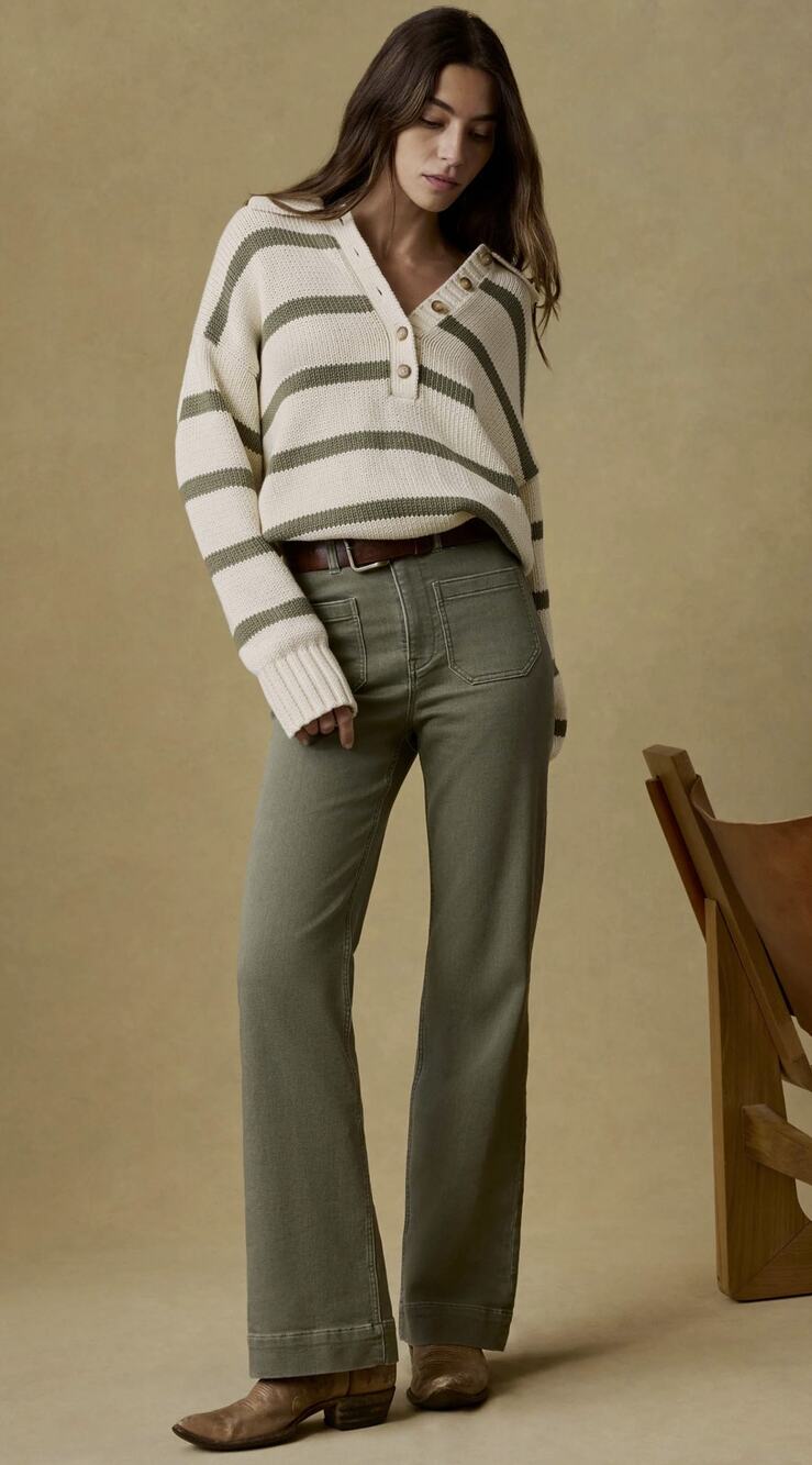 Faherty Stretch Terry Patch Pocket Pants in Island Olive Size 28